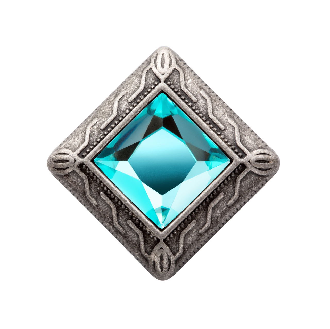 MiaMilo Square Gem Charm — Aquamarine