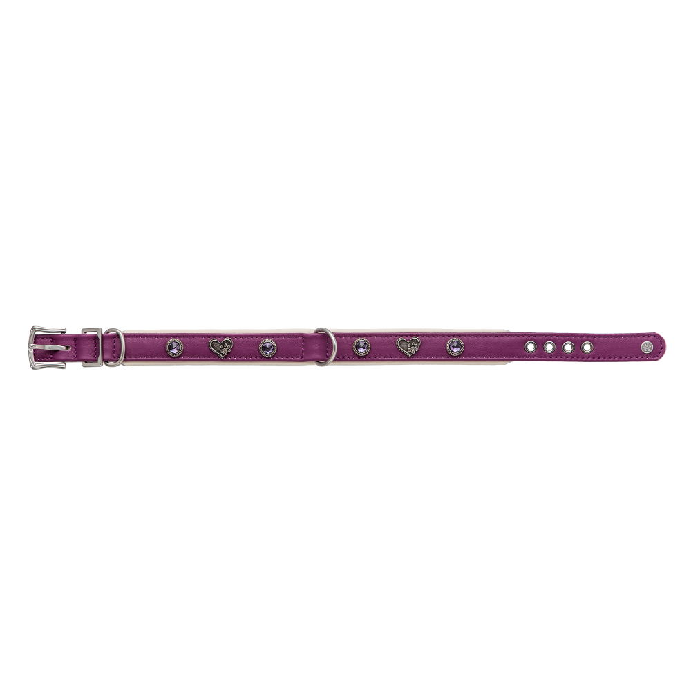 MiaMilo Amethyst Allure Leather Dog Collar — S/M (slim)