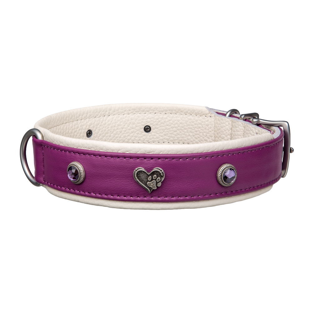 MiaMilo Amethyst Allure Leather Dog Collar — S/M (slim)