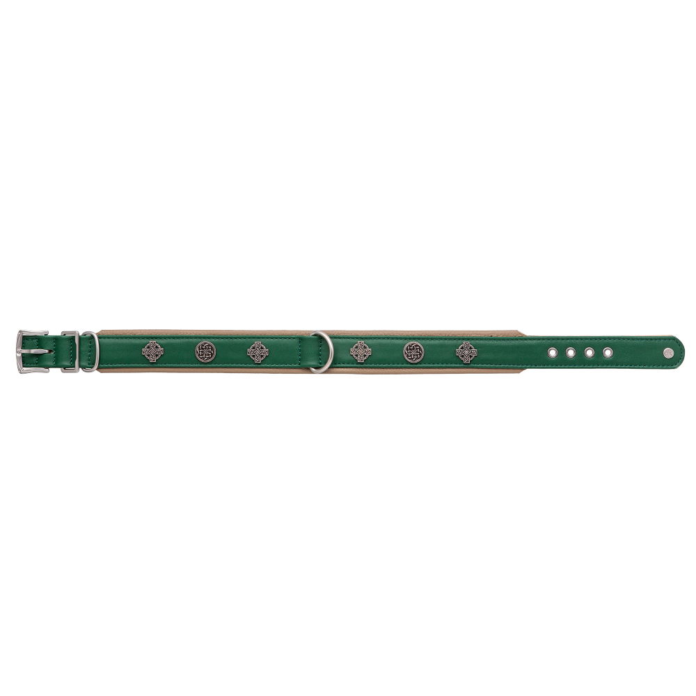 MiaMilo Celtic Crest Leather Dog Collar — L