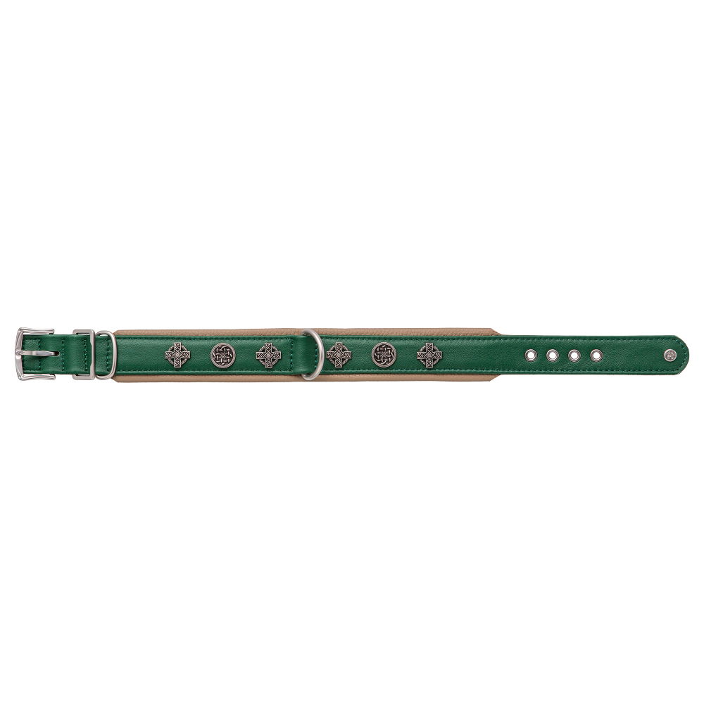 MiaMilo Celtic Crest Leather Dog Collar — M