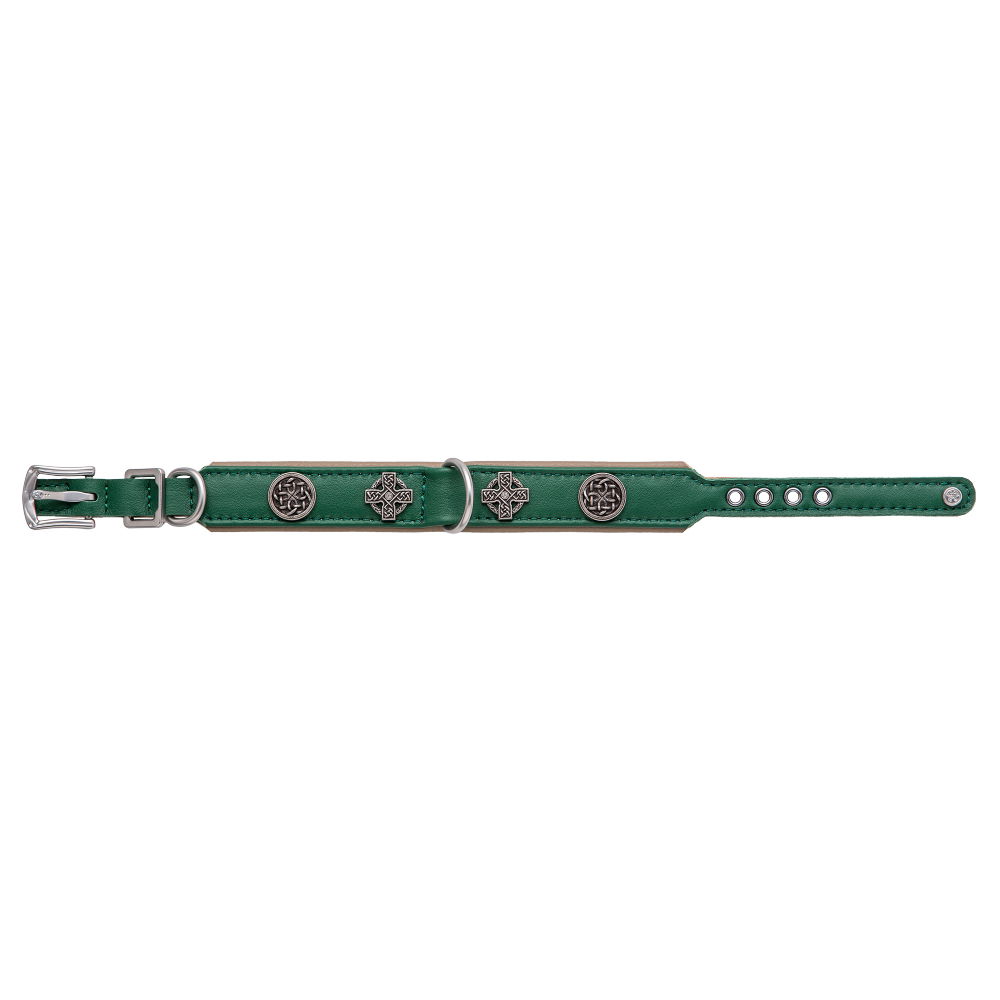 MiaMilo Celtic Crest Leather Dog Collar — XS/S