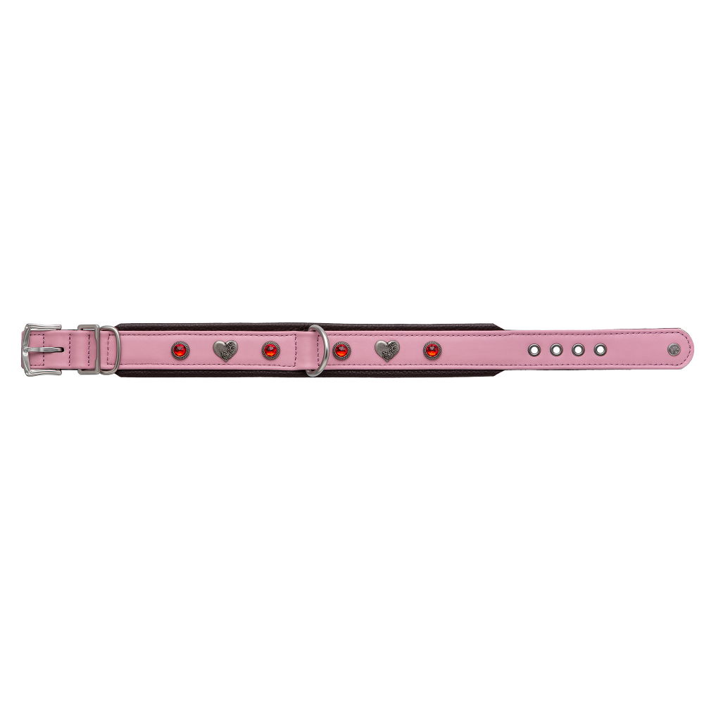 MiaMilo Garnet Glow Leather Dog Collar — S/M