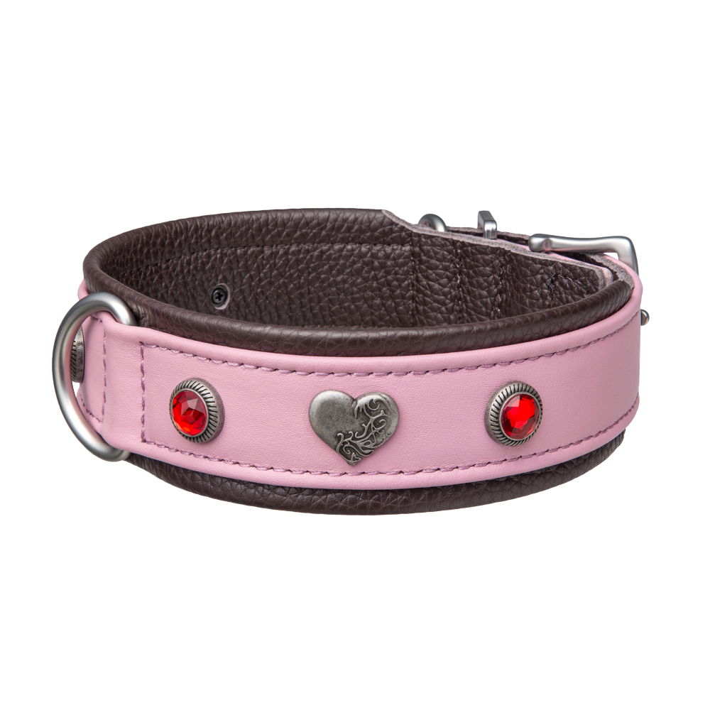 MiaMilo Garnet Glow Leather Dog Collar — S/M