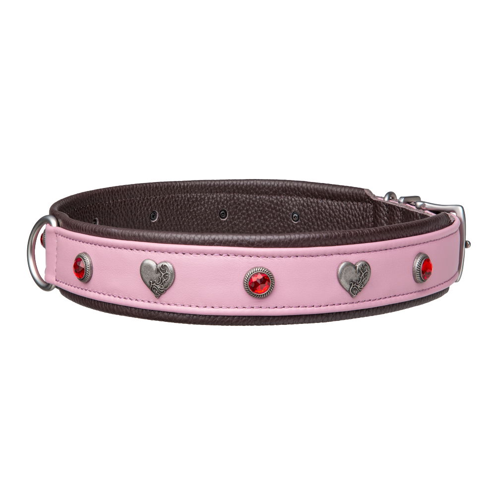 MiaMilo Garnet Glow Leather Dog Collar — XXL