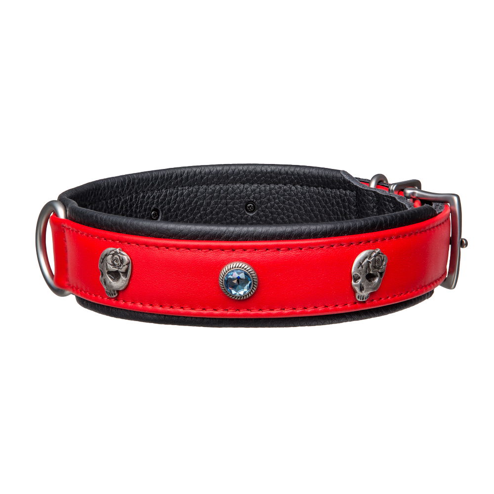MiaMilo Glam Rock Leather Dog Collar — S/M (slim)