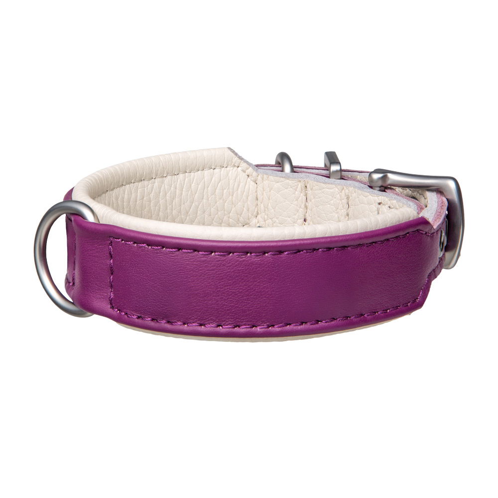MiaMilo Plum Frost Leather Dog Collar — XS/S