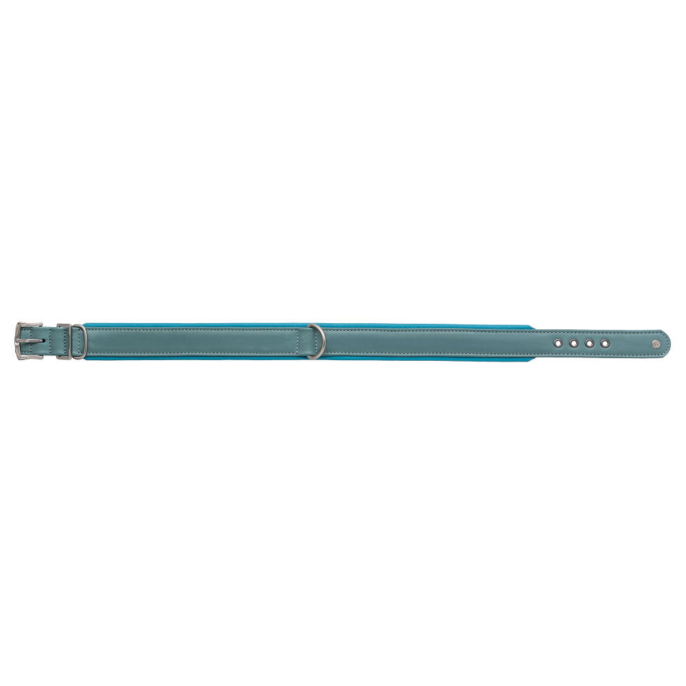 MiaMilo Marina Blue Leder Hundehalsband — XL