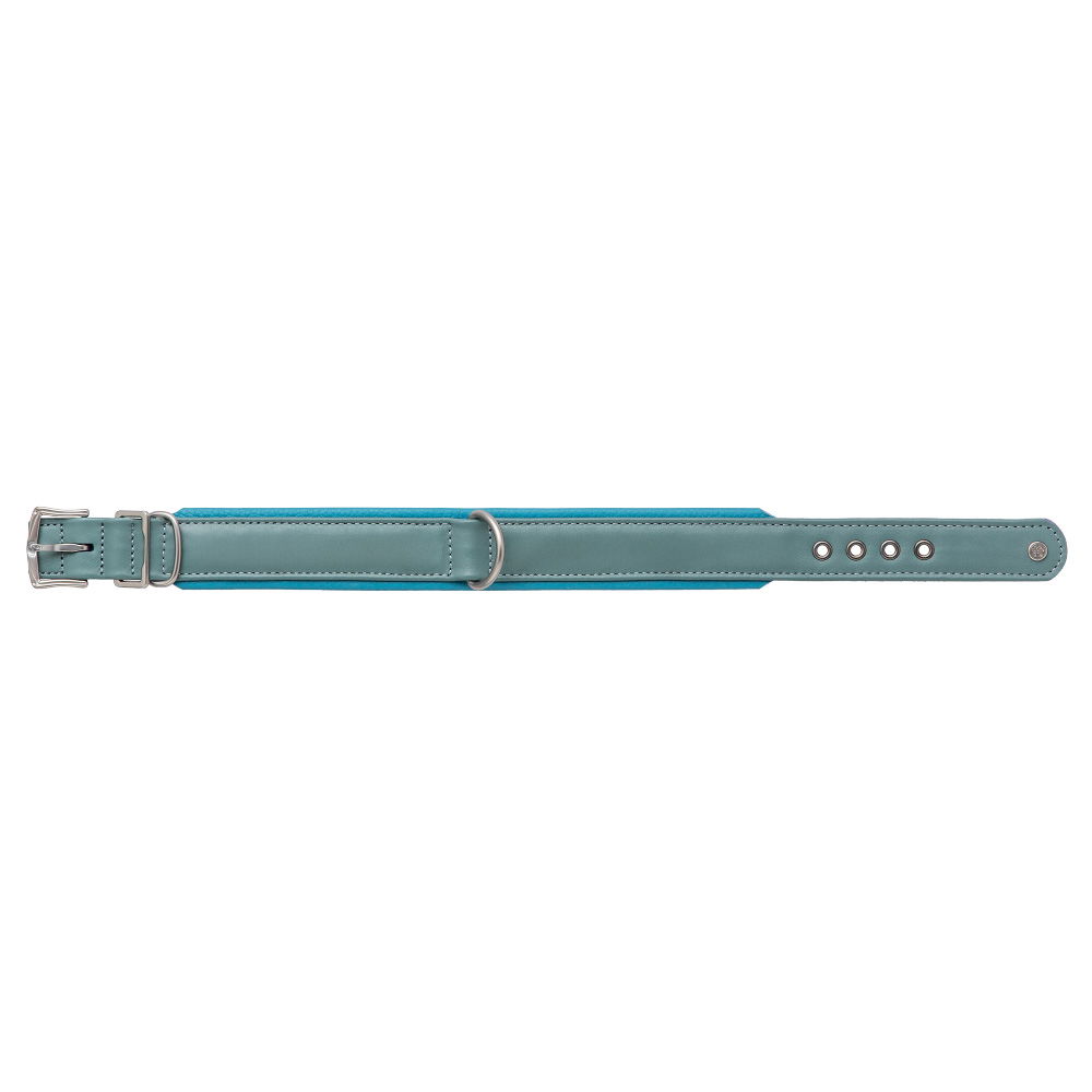 MiaMilo Marina Blue Leather Dog Collar — S/M