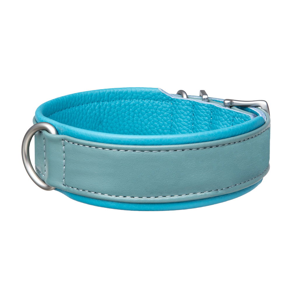 MiaMilo Marina Blue Leather Dog Collar — S/M