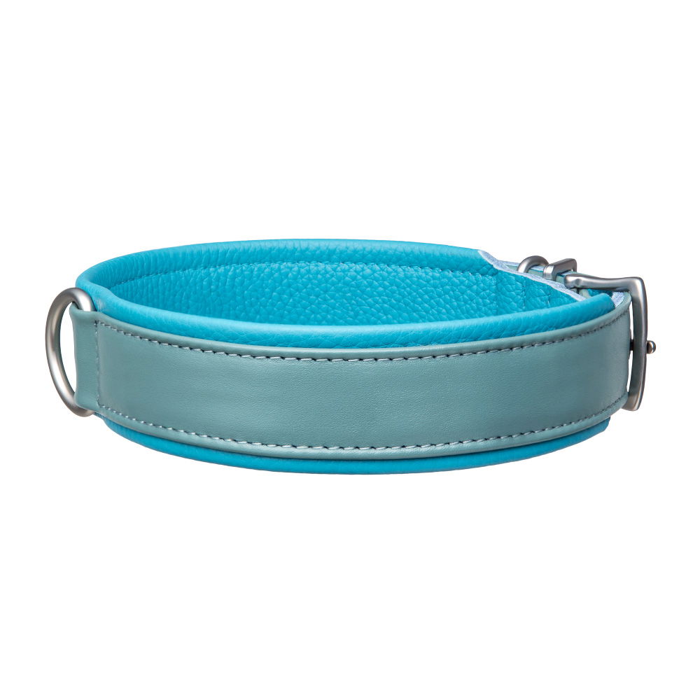 MiaMilo Marina Blue Leather Dog Collar — S/M (slim)