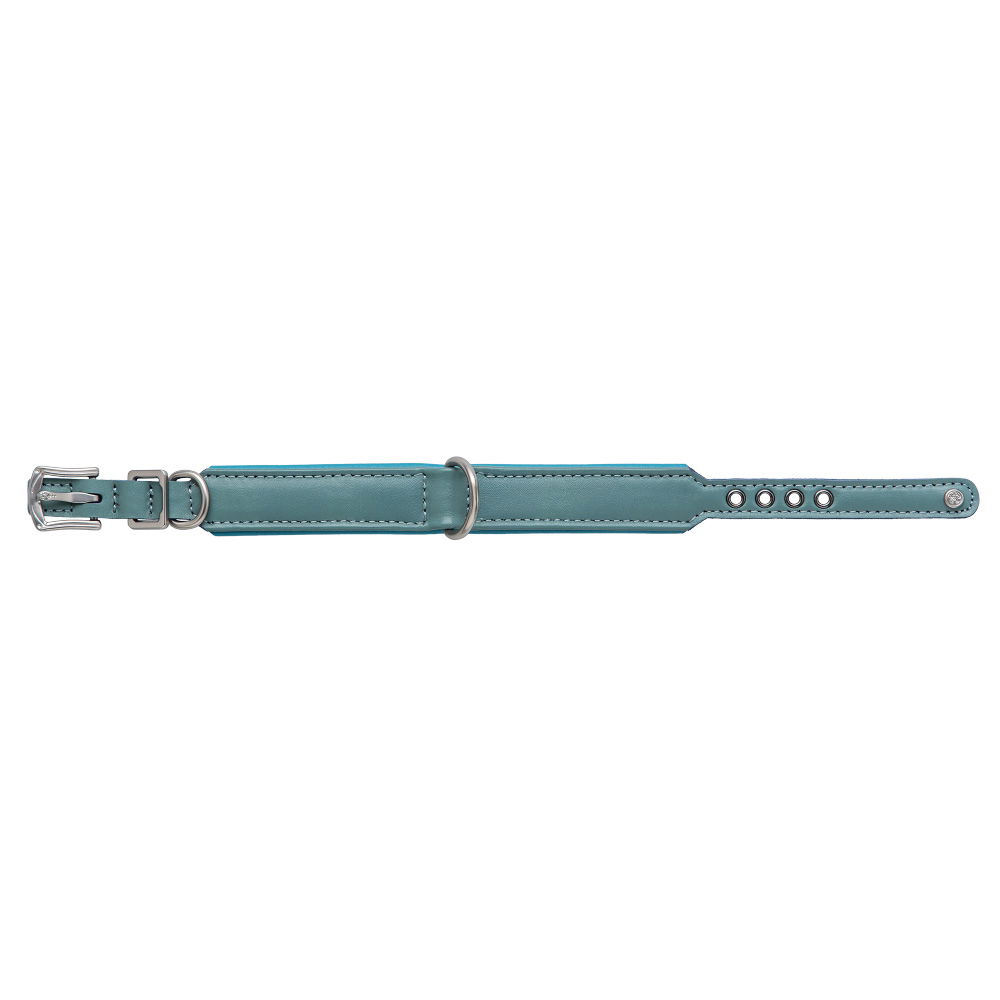 MiaMilo Marina Blue Leather Dog Collar — XS/S