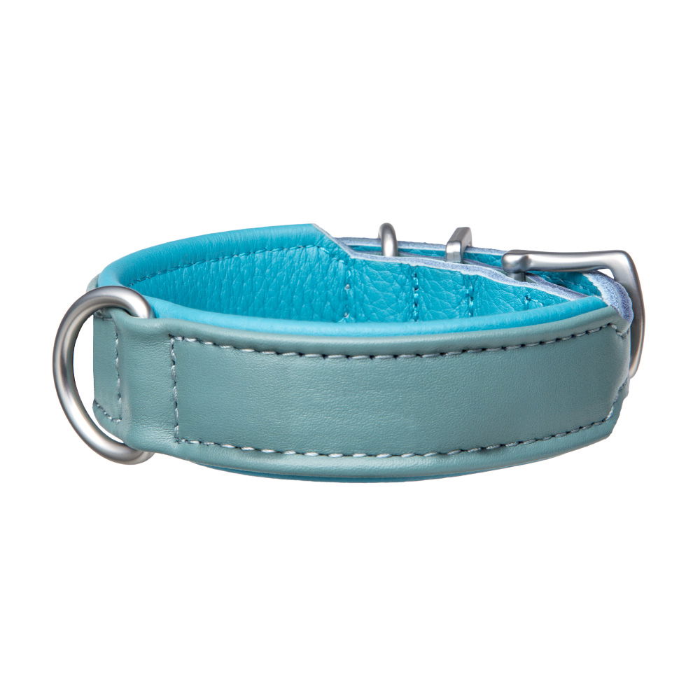 MiaMilo Marina Blue Leather Dog Collar — XS/S
