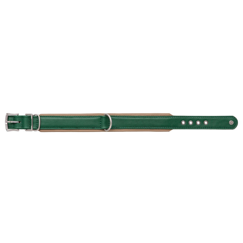 MiaMilo Highland Green Leder Hundehalsband — S/M