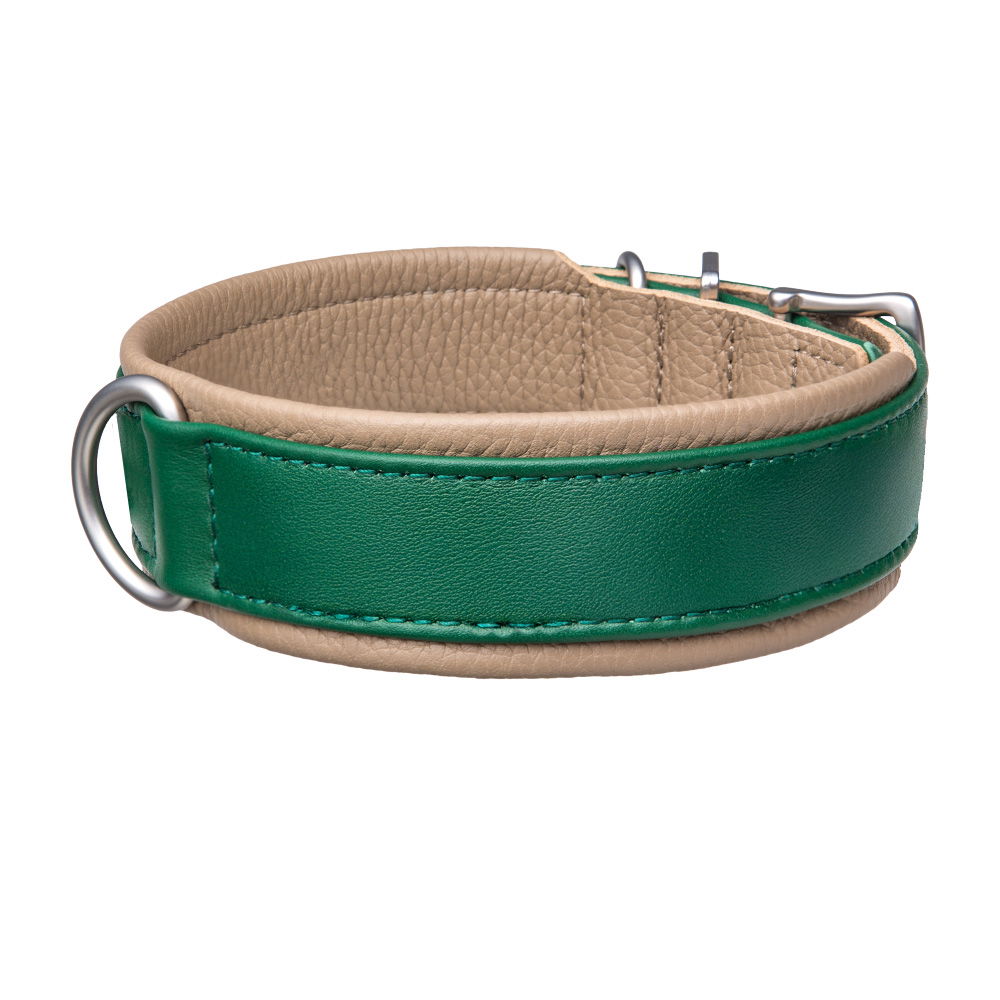 MiaMilo Highland Green Leder Hundehalsband — S/M