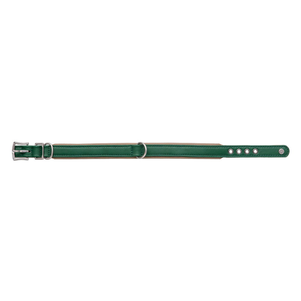 MiaMilo Highland Green Leather Dog Collar — S/M (slim)