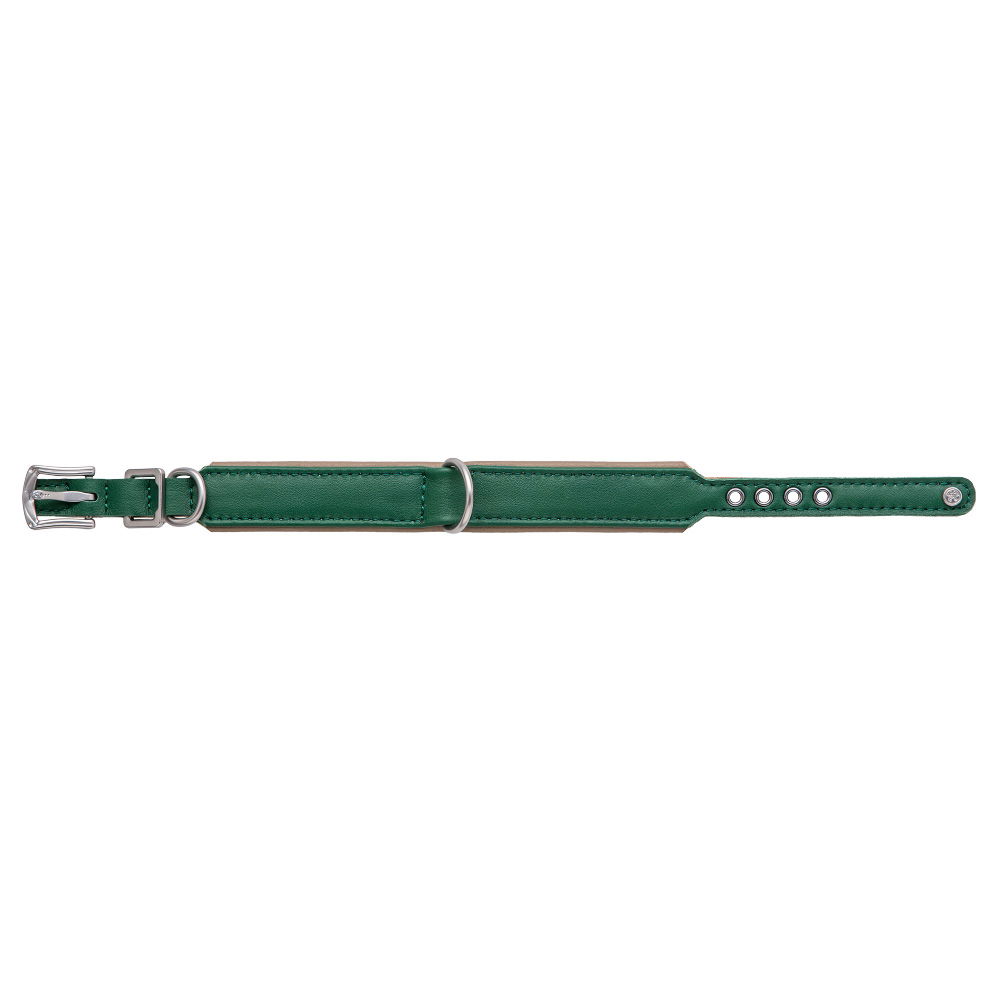 MiaMilo Highland Green Leather Dog Collar — XS/S