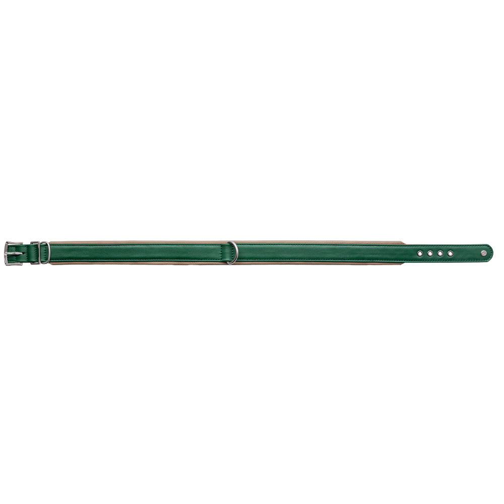 MiaMilo Highland Green Leather Dog Collar — XXL