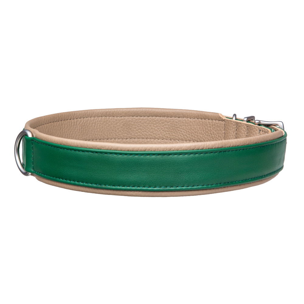 MiaMilo Highland Green Leather Dog Collar — XXL