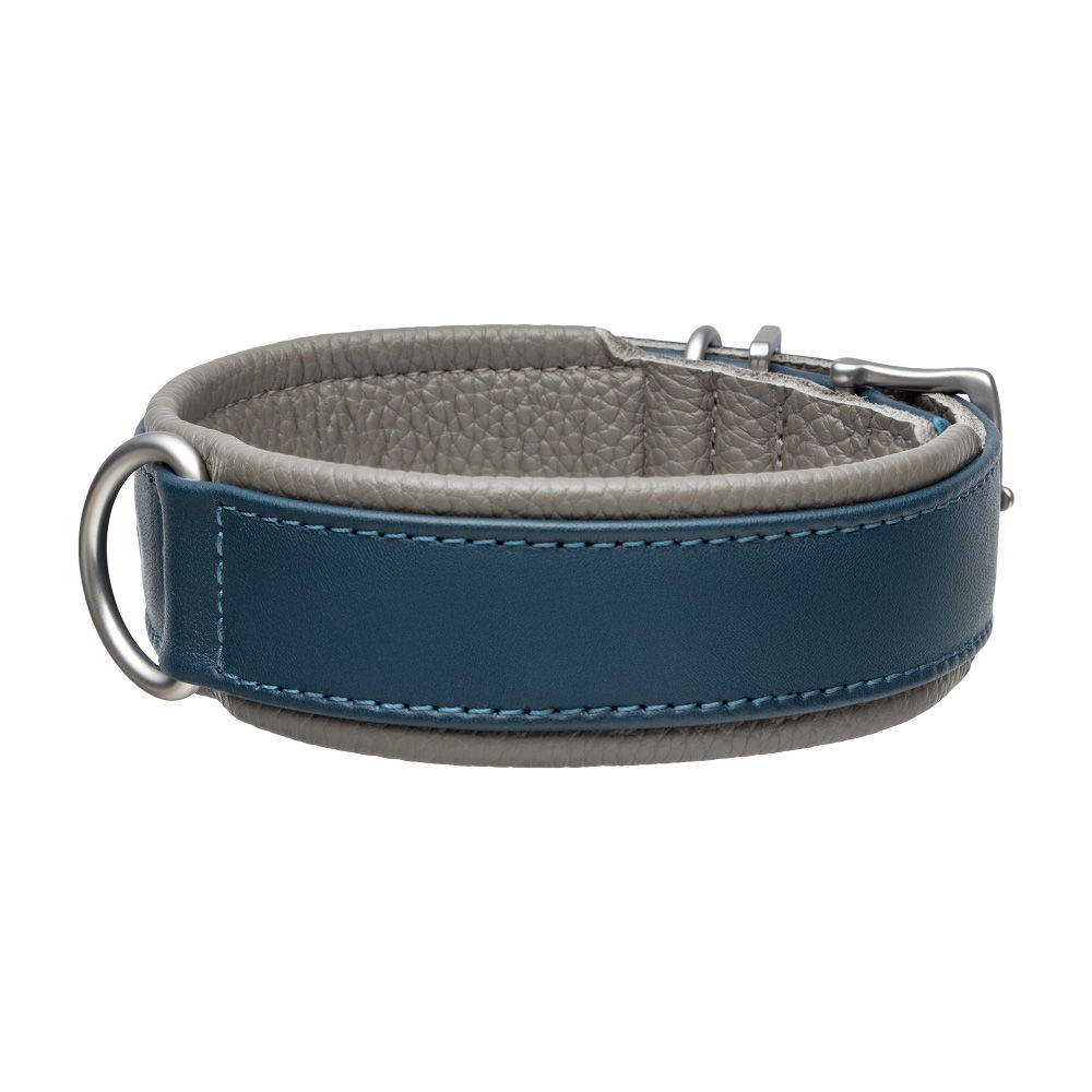 MiaMilo Navy Slate Leather Dog Collar — S/M