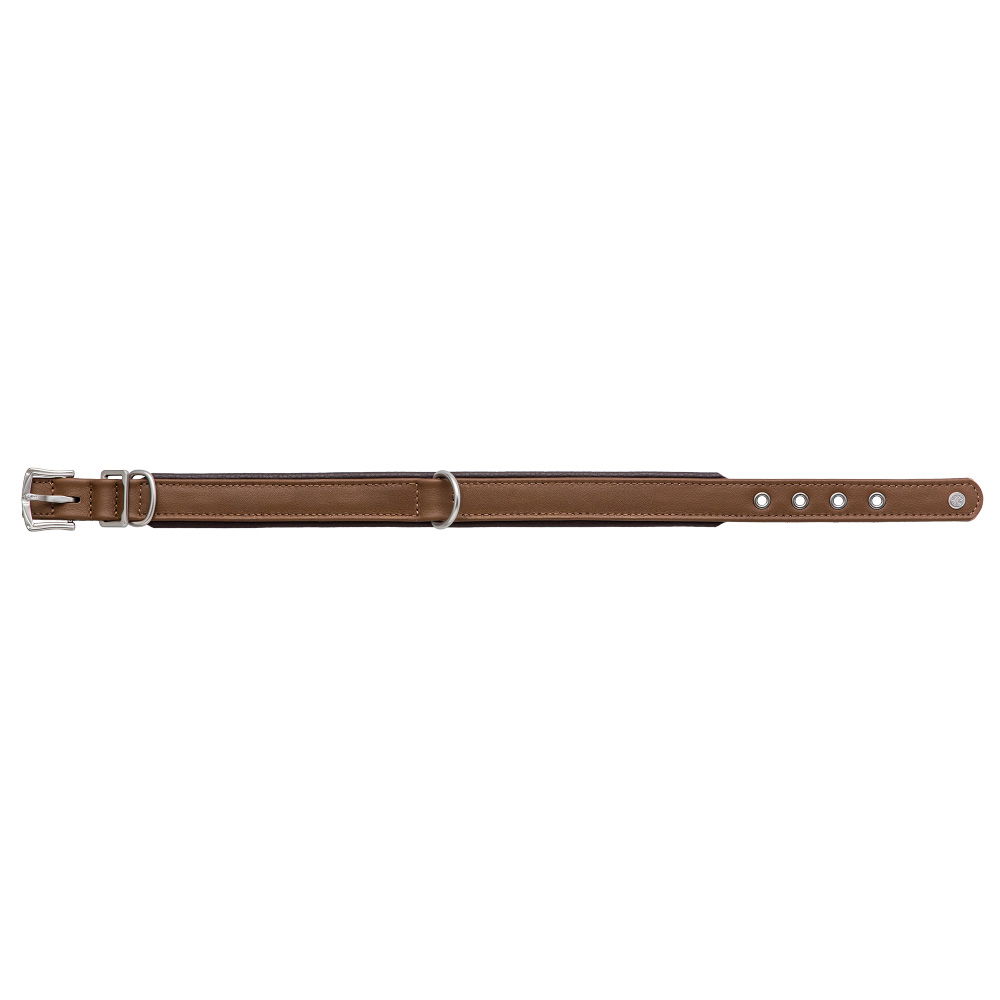 MiaMilo Saddle Brown Leder Hundehalsband — S/M (mid)