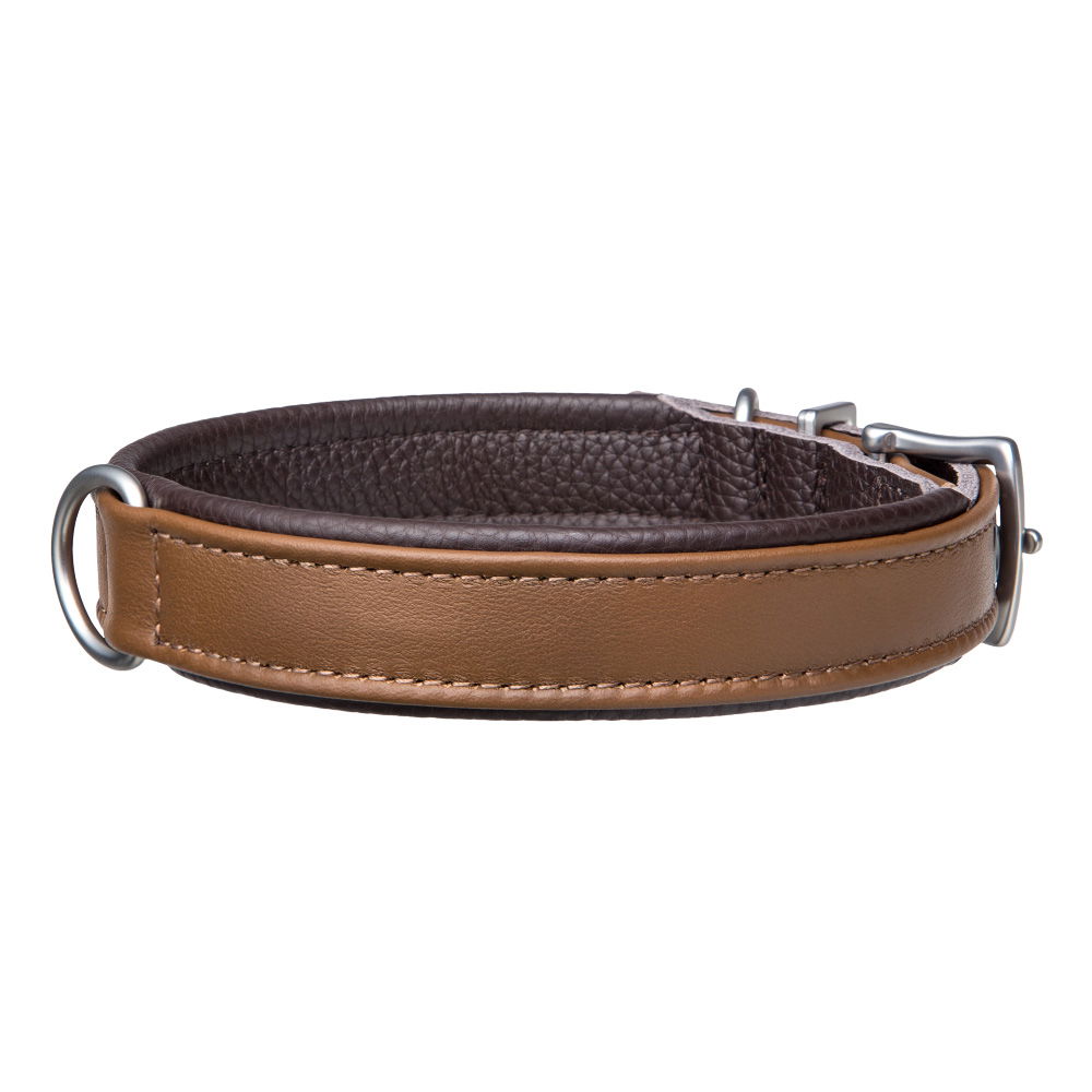 MiaMilo Saddle Brown Leder Hundehalsband — S/M (mid)