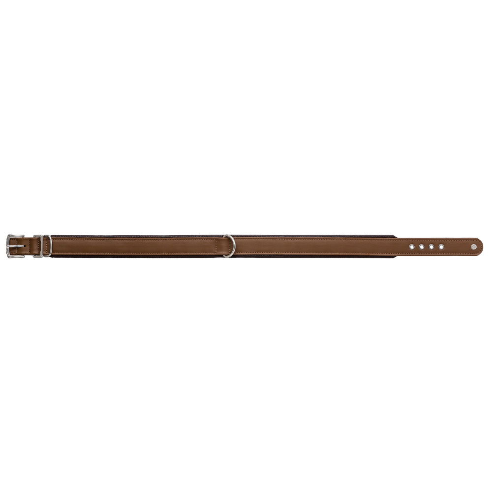 MiaMilo Saddle Brown Leather Dog Collar — XXL
