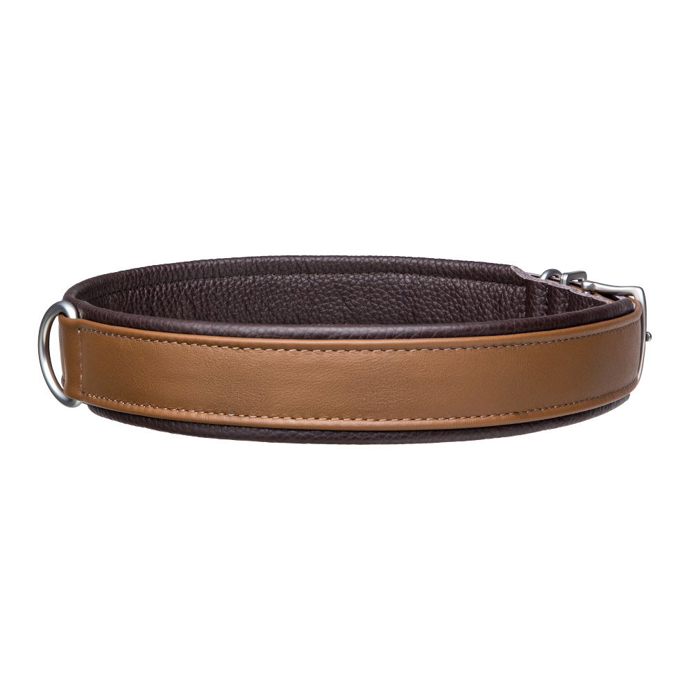 MiaMilo Saddle Brown Leather Dog Collar — XXL