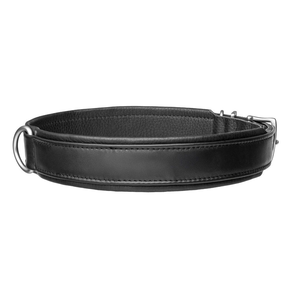 MiaMilo Deep Onyx Leather Dog Collar — L/XL