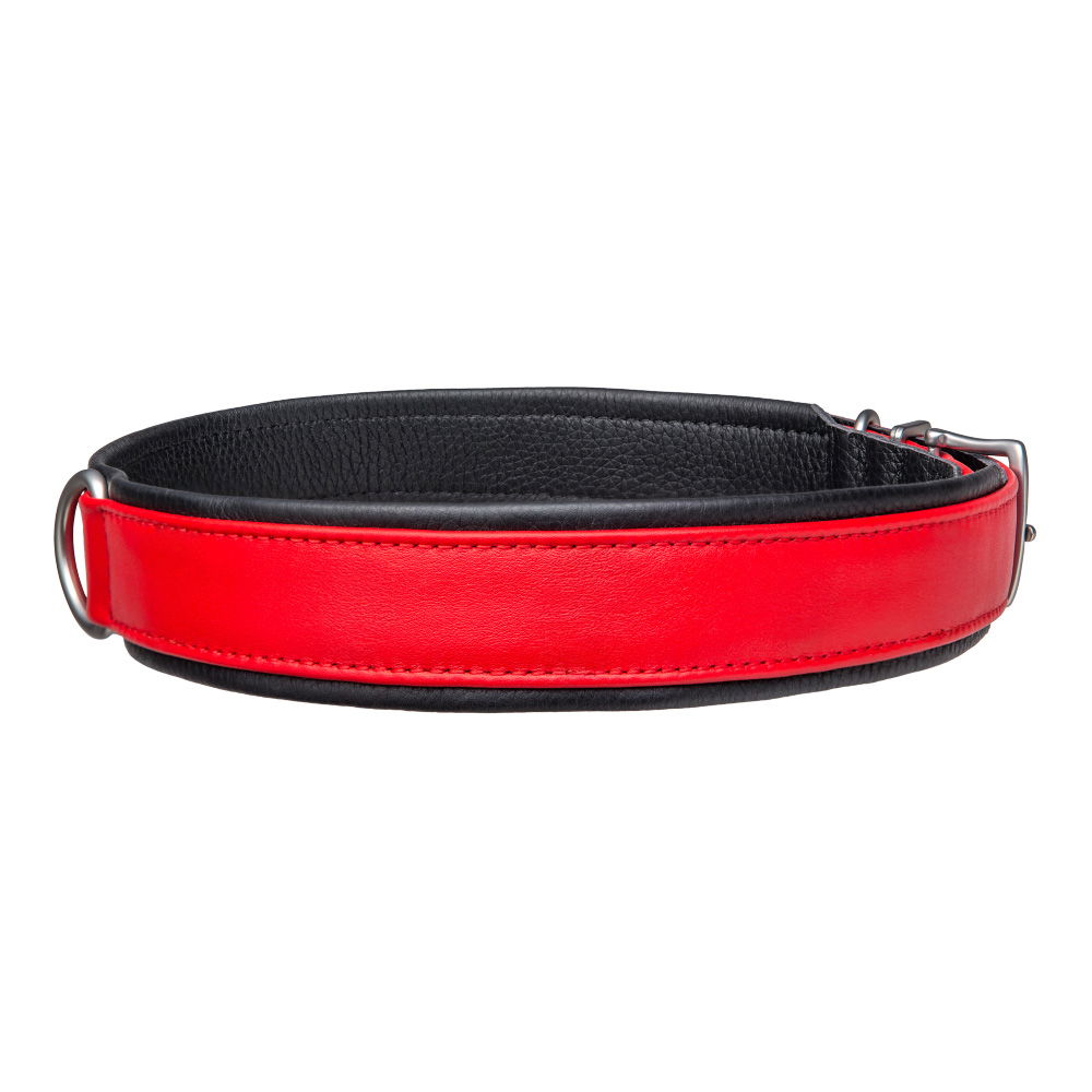 MiaMilo Ruby Noir Leather Dog Collar — XXL