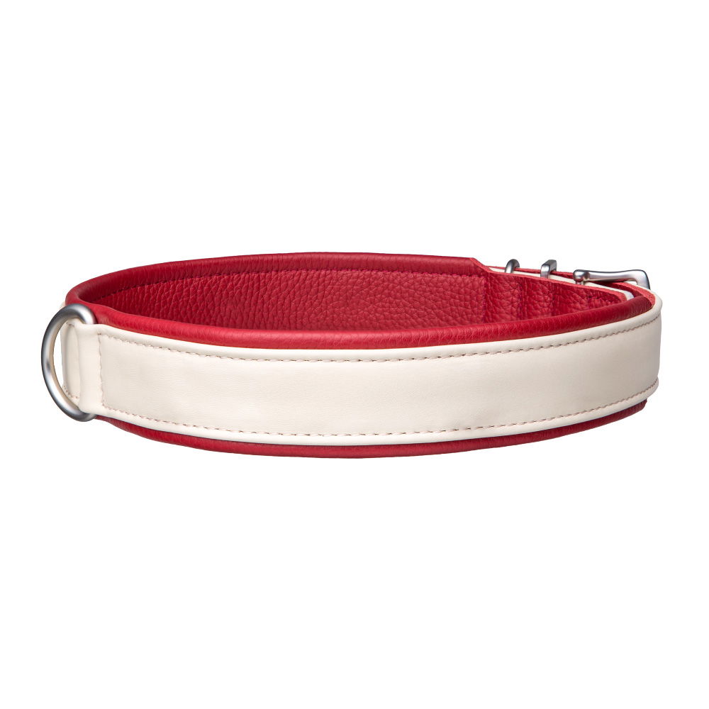 MiaMilo Alpine Red Leather Dog Collar — L/XL